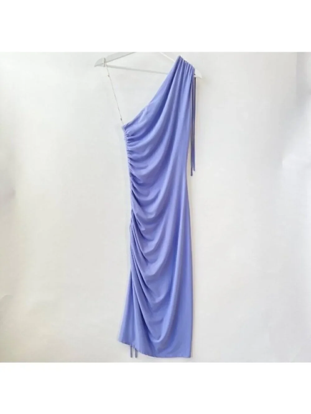 Susana Monaco Gathered side split one shoulder midi dress O1
